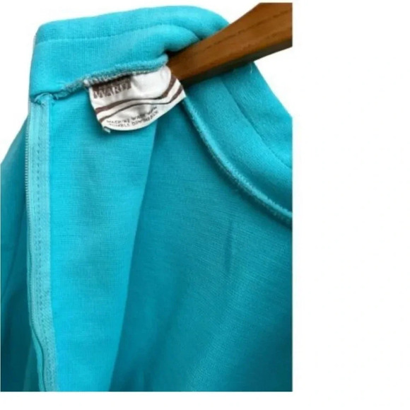 Montgomery Ward 1970's 2 Piece Turquoise Skirt Smock Blouse Set Lace Trim NOS​ - Picture 4 of 9